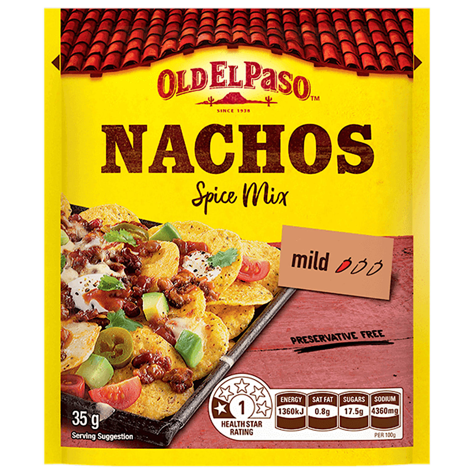 a pack of Old El Paso's mild nachos spice mix (35g)